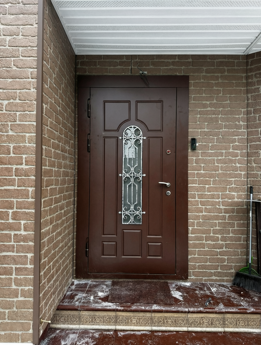Дверь с ковкой и стеклопакетом